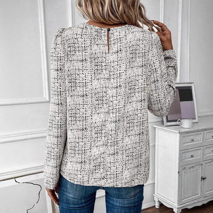 Dame elegant bluse med struktureret mønster og moderne drapering Stilla