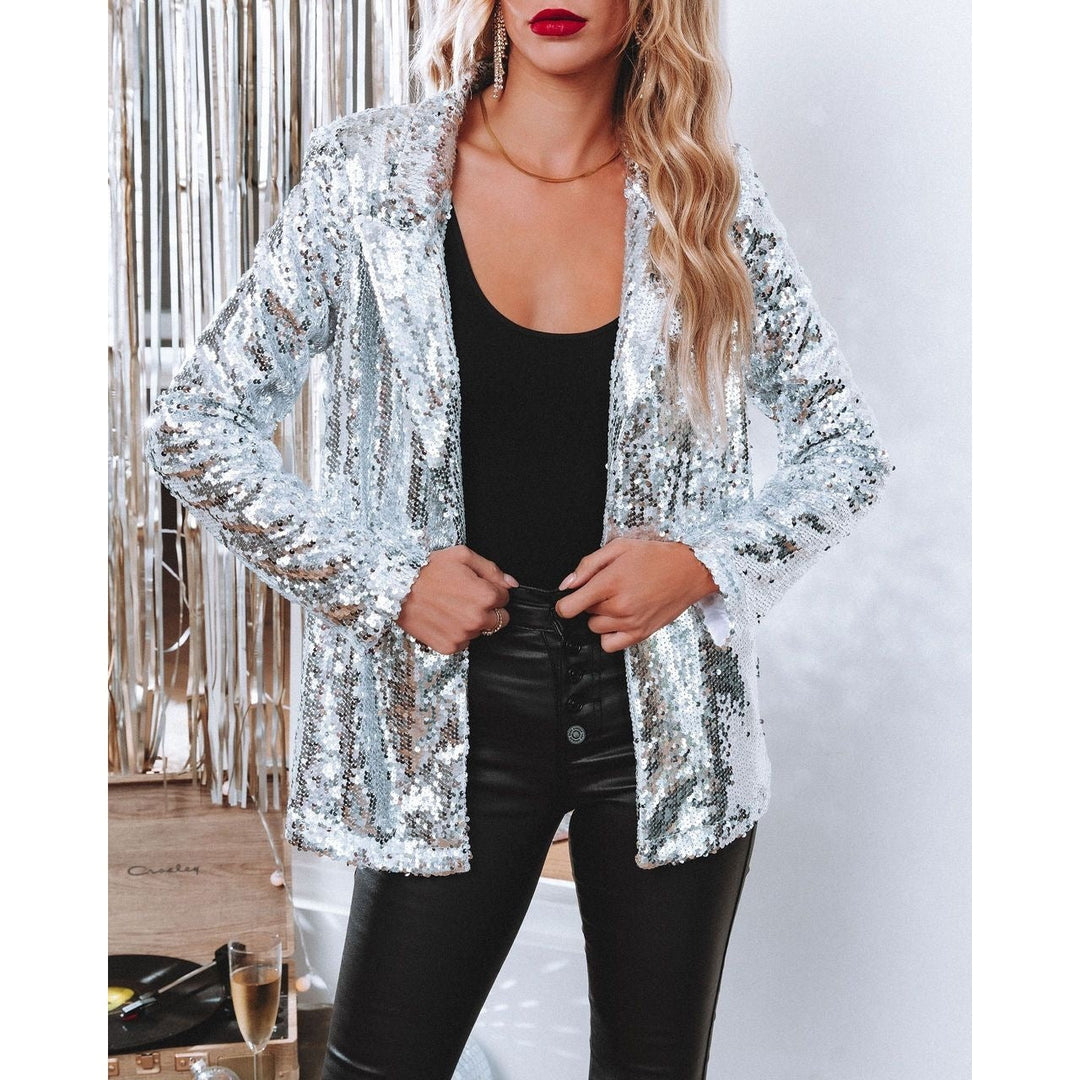 Stilla | Mode Sequin Slå-krave Casual Blazer