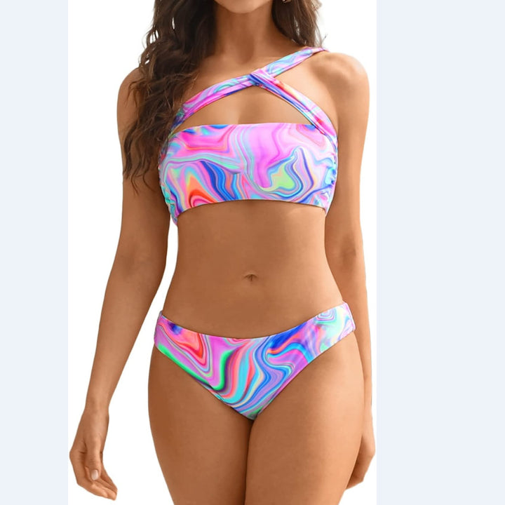 Dame bikinisæt med asymmetrisk design og støttende top Stilla