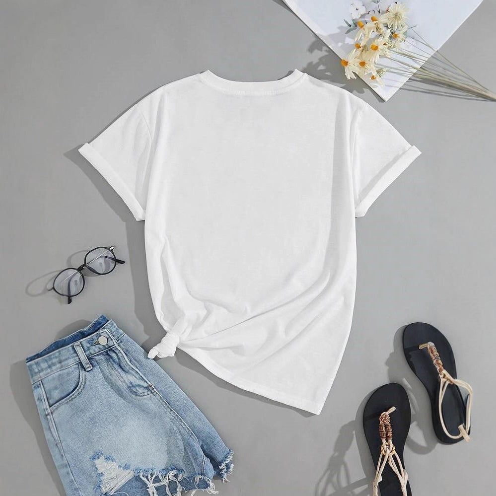 Dame T-Shirt med kreativt stregkode-design Skovae