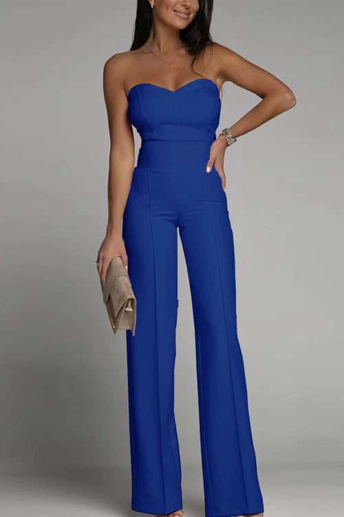 Dame off-shoulder jumpsuit med elegant hjerteudskæring og bred ben stil