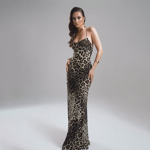 Dame Leopardmønster Maxi Natkjole Stilla
