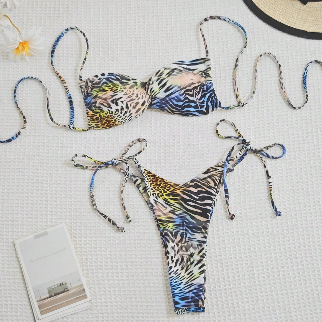 Damer Justerbare Stropper-Dyrtryk Bikini-Sæt Stilla