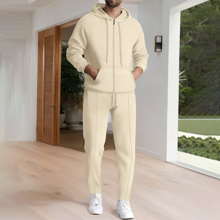 Herre sporty hoodie-sæt med funktionel lynlås og praktiske lommer Stilla