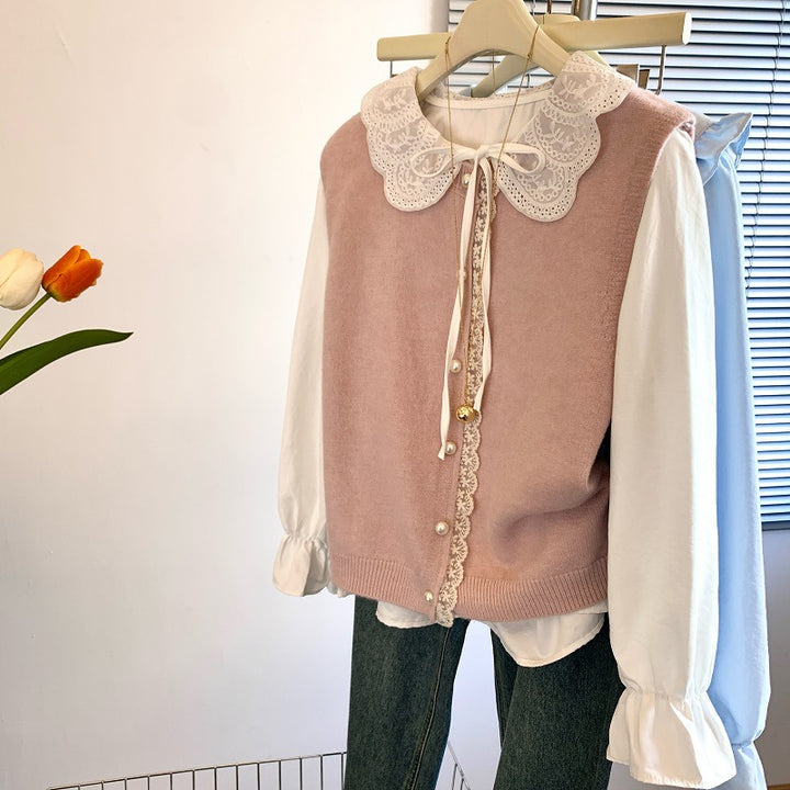 Femme Spidsbesat Button-Up Strikvest Stilla