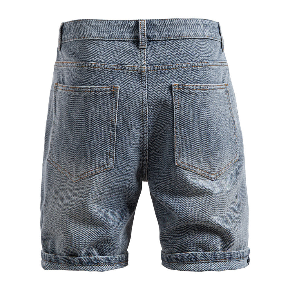 Herre jeans-shorts i afslappet design med højt hævede benafslutninger og sidelommer Stilla