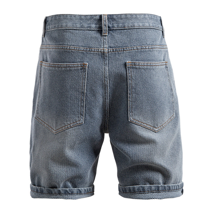 Herre jeans-shorts i afslappet design med højt hævede benafslutninger og sidelommer Stilla