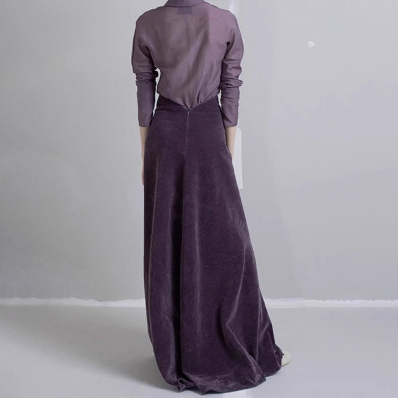 Dame Maxiskørt i høj kvalitet, blødt velvet med høj talje og elegant silhuet Stilla