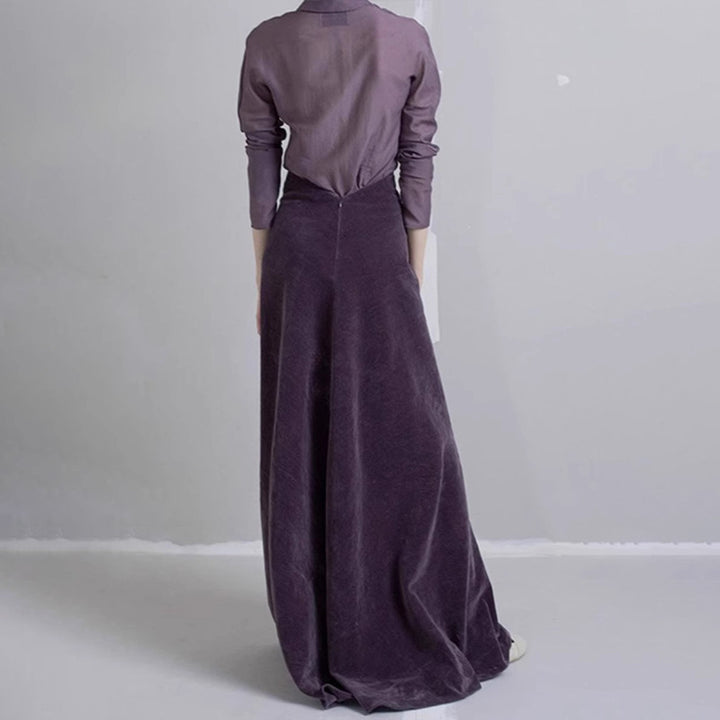 Dame Maxiskørt i høj kvalitet, blødt velvet med høj talje og elegant silhuet Stilla