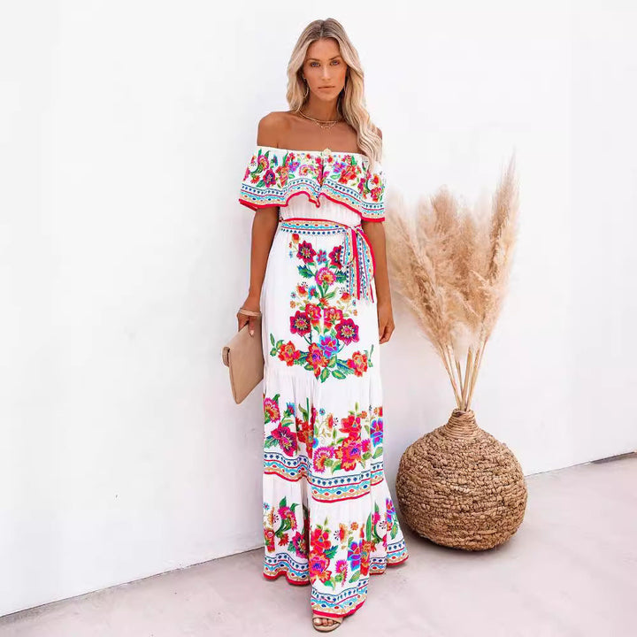 Stilla | Elegant Trykt Flydende Maxi Kjole