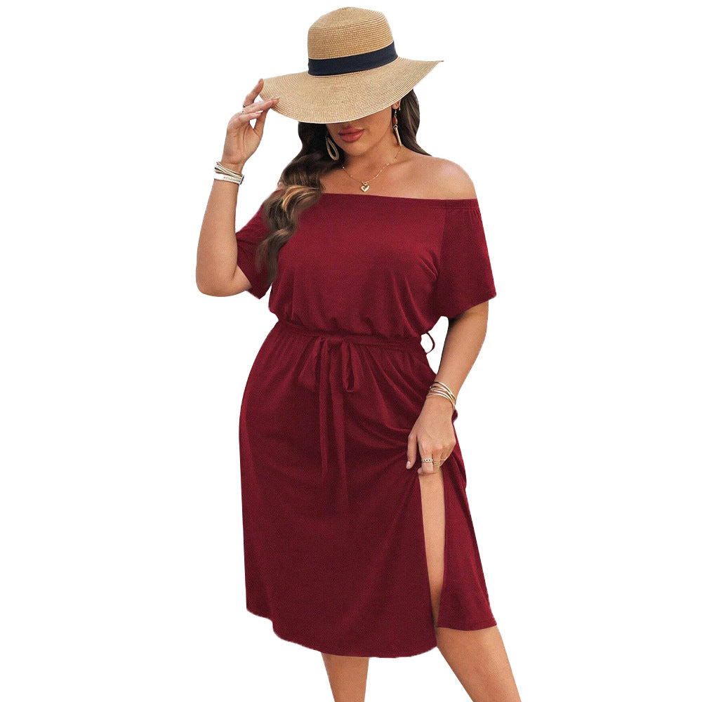 Dame Off-Shoulder Maxikjole med elegant drapering og sidelæg Skovae