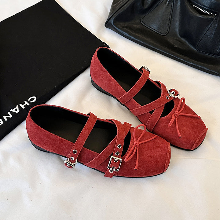 Femme Stilfulde Remmene Detalje Ballerinas Stilla