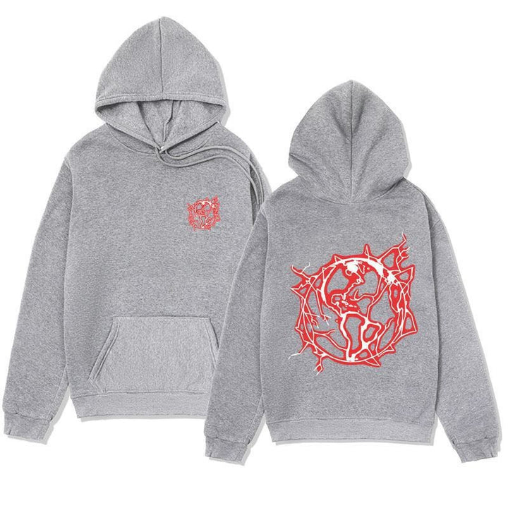 Kvinders hoodie sweatshirt med kunstnerisk grafisk print og praktisk kængurulomme Skovae