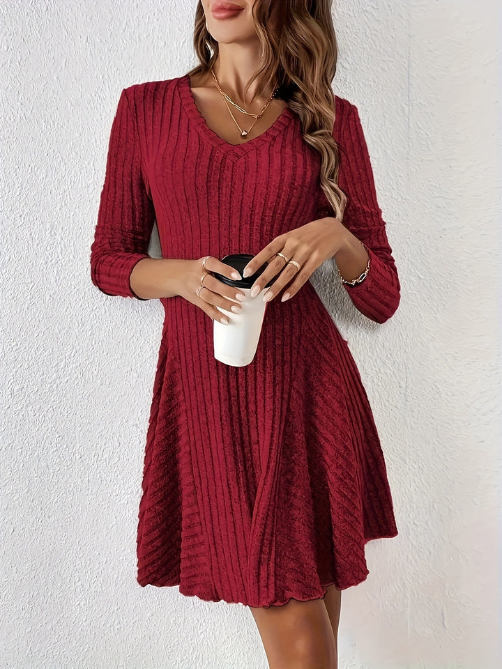 Dame Flared Rib Mini Kjole Stilla