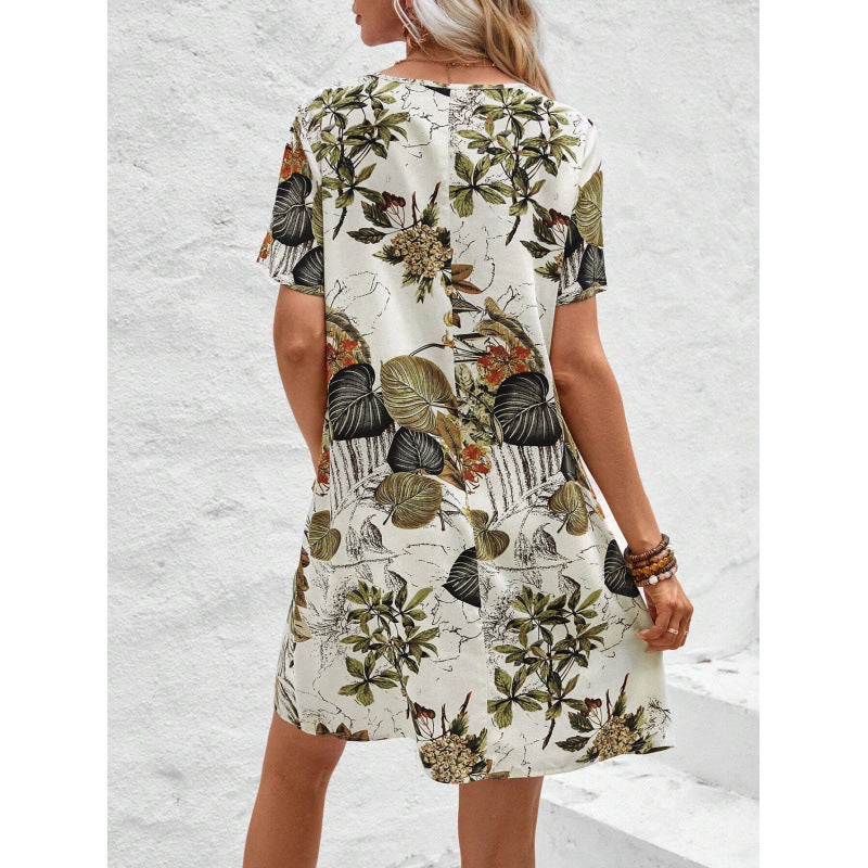 Dame Fritid Floral Print Swing Kjole Stilla