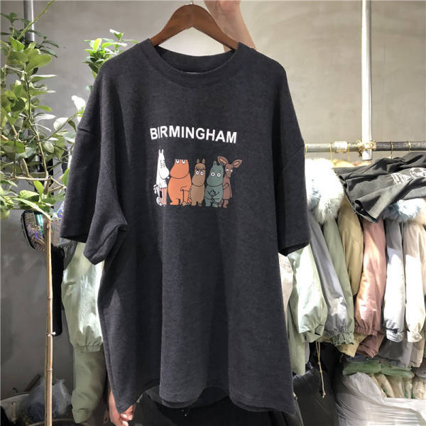 Dame T-shirt med kunstnerisk cartoon-motiv og afslappet pasform Stilla