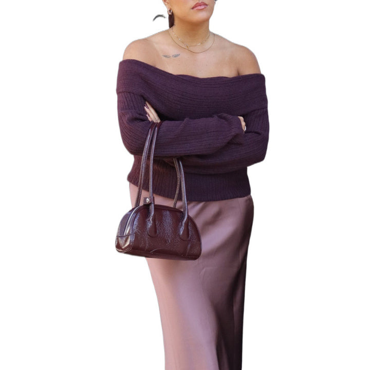 Dame Off-Shoulder Pullover med ribbet design Stilla