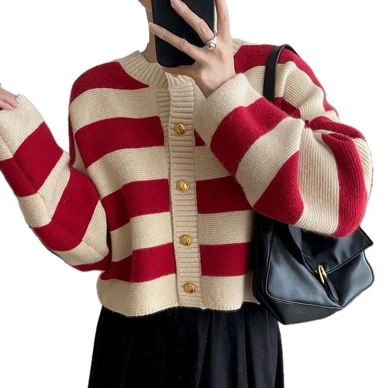 Kvinders fashionable oversized striktrøje med knapper Stilla