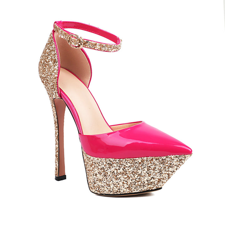Femme Glitter-akcentuerede High-Heeled Platform-Pumps Stilla