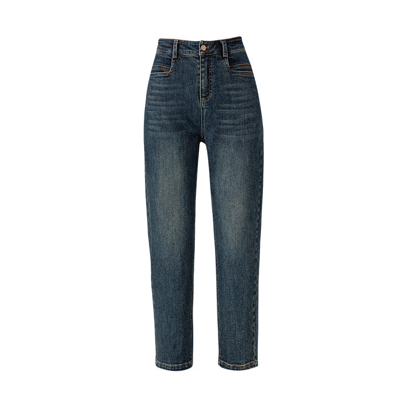 Dame højtaljerede denim-bukser med afslappet pasform og praktiske lommer Stilla