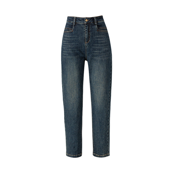Dame højtaljerede denim-bukser med afslappet pasform og praktiske lommer Stilla