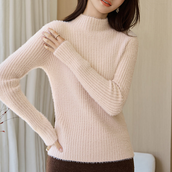 Dame hyggelig sweater med høj krave Stilla