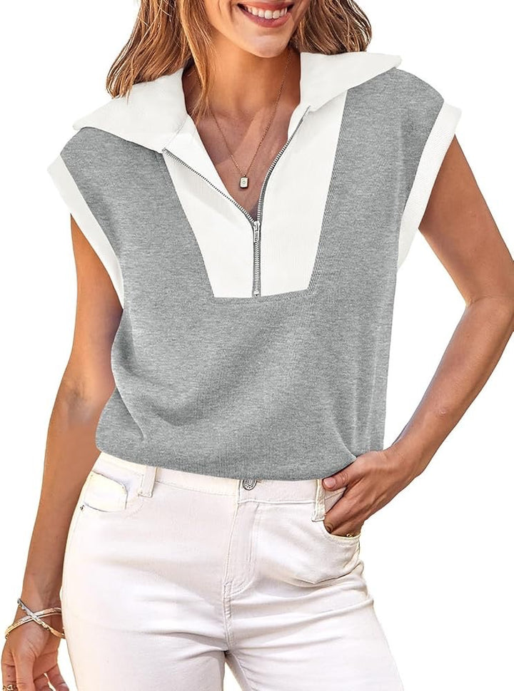 Dame Zip-Up Kortærmet Pullover Stilla