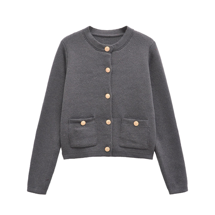 Femme Klassisk Button-Up Cardigan med funktionelle lommer Stilla