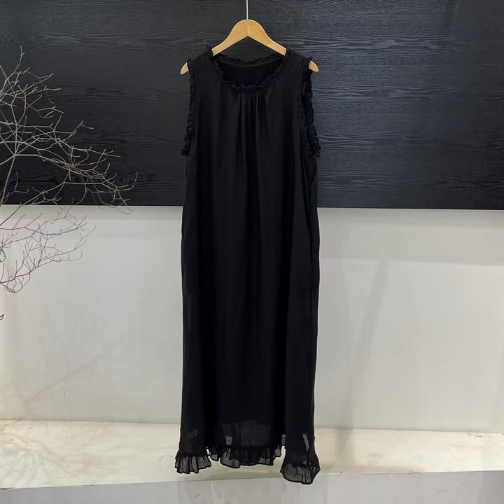 Femme Elegante Rynkende Lange Maxi Kjole Stilla