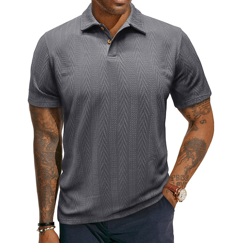 Herre polo skjorte med struktureret vævningsmønster og knapbar krave Stilla