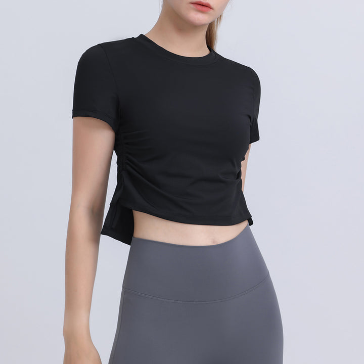 Dame Sporty Korte-ærmet Crop-Top med tætsiddende snit og åndbare egenskaber Stilla