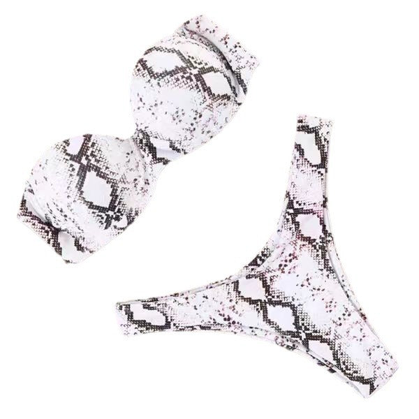 Dame triangel-bikini med elegant slangestrik og raffineret push-up-effekt Stilla