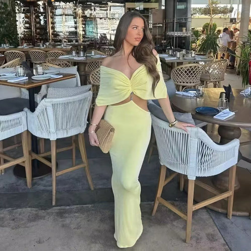 Femme Elegante Draperet To-delt Maxikjole Stilla