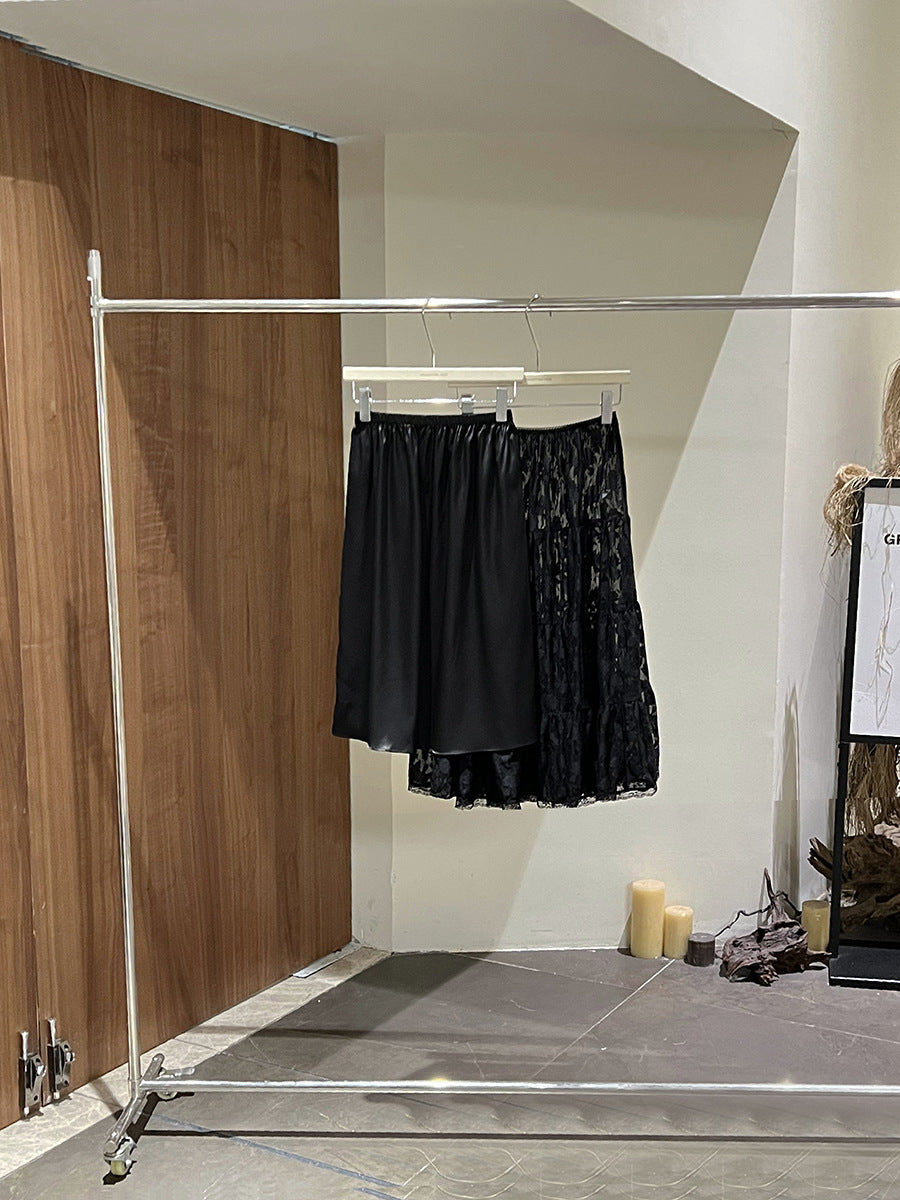 Dame Elegant nederdel med transparent spids og elastisk talje Stilla