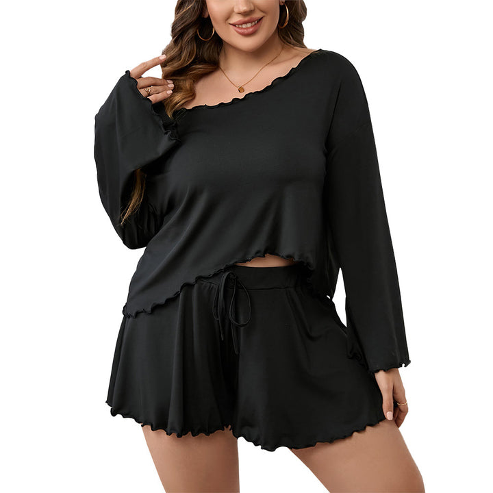 Dame afslappet top og shorts sæt med moderne flæse design Stilla
