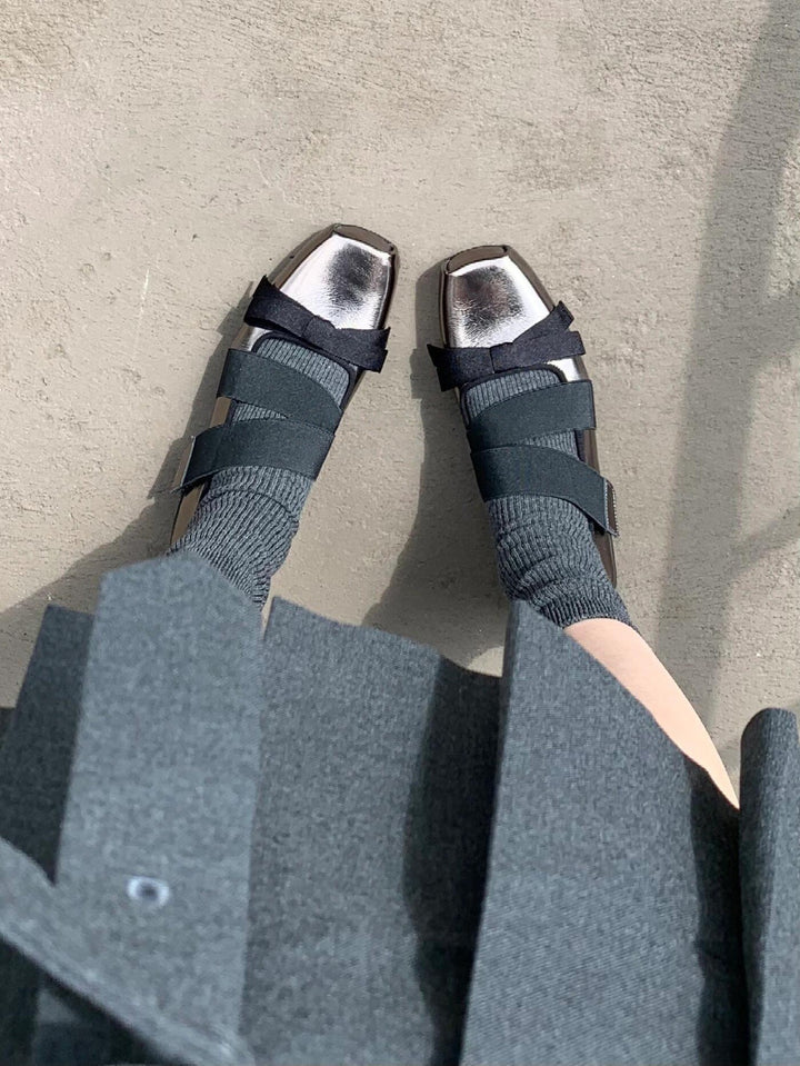 Dame Chunky Metal Tå Slip-On Sandaler Stilla