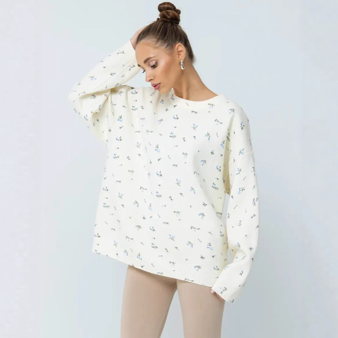 Kvinders casual sweatshirt med blomsterdesign og oversized pasform Stilla