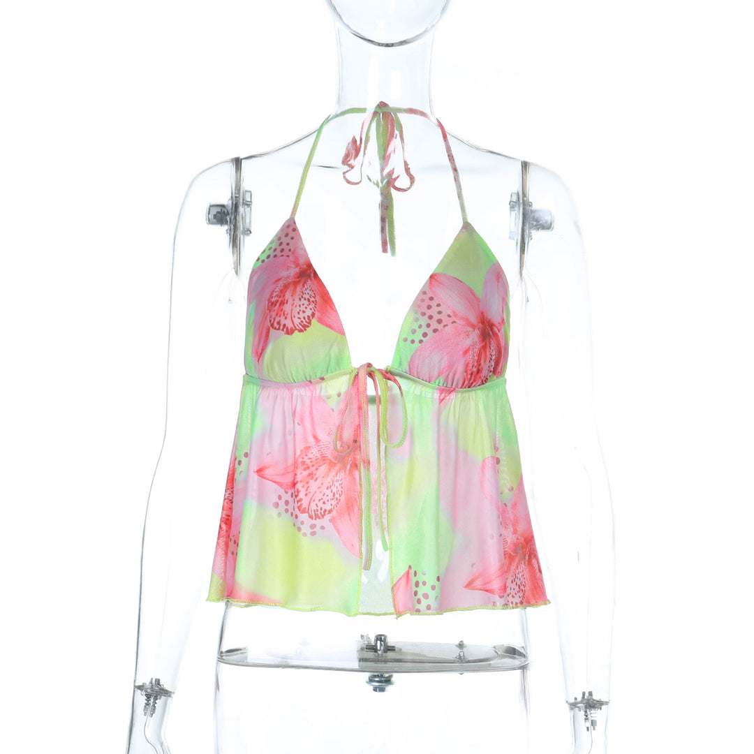 Dame Bluse shirt med blomsterdesign Skovae