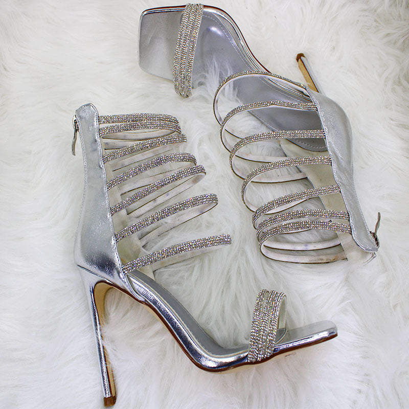 Dame Riemchen High Heel Sandaler med Rhinestone-Accenter Stilla