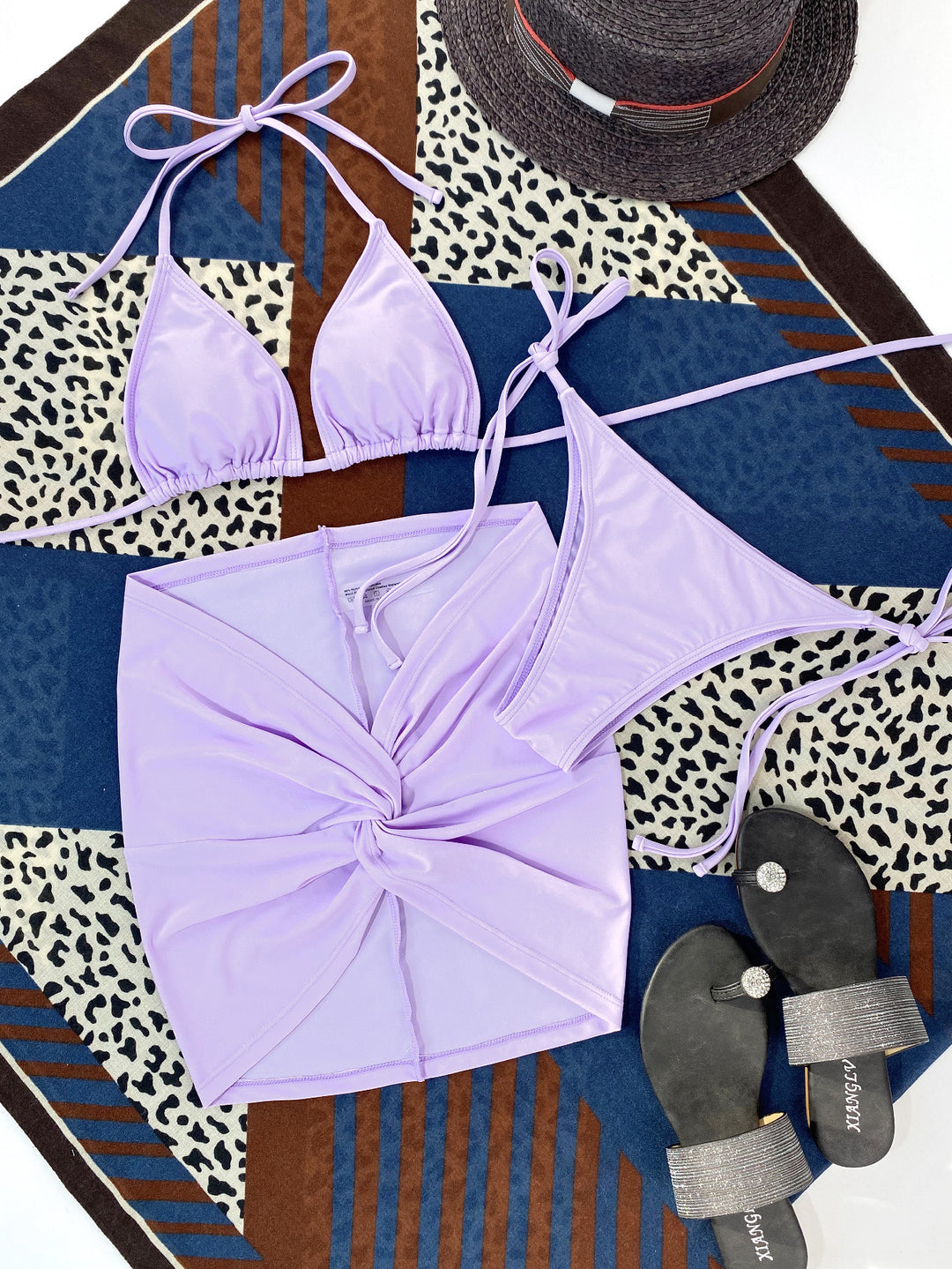 Dame Triangel-Bikini med justerbar nederdel og exquisite detaljer Stilla