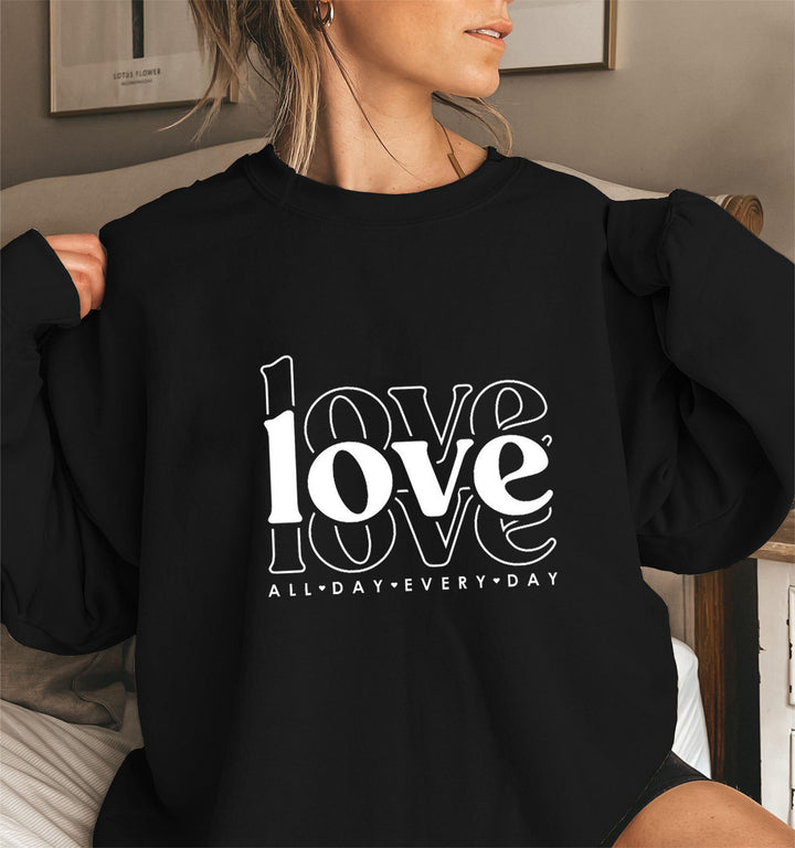 Kvinders sweatshirt med voluminøse ærmer og moderne kærlighedsprint Stilla
