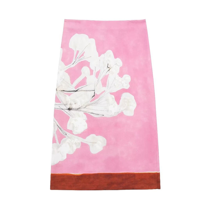 Femme Blomsterprint Midi Nederdel Stilla