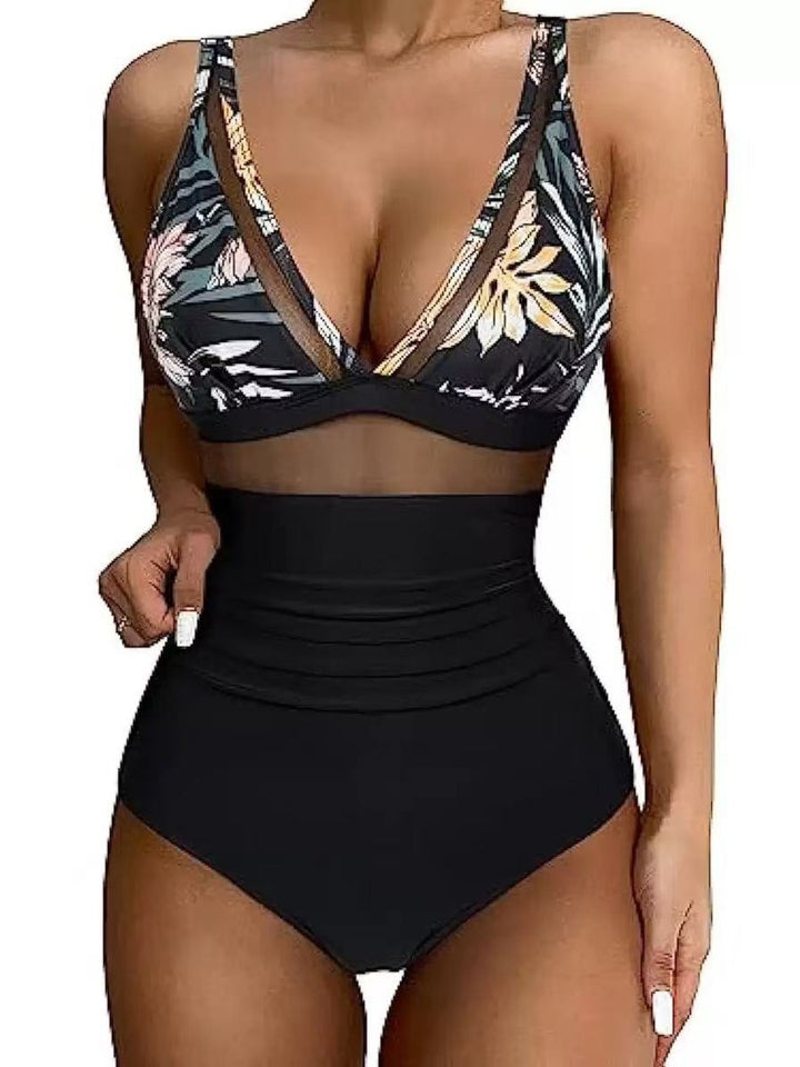 Dame højtaljede bikinier med mesh-detaljer og dyb udskæring Stilla