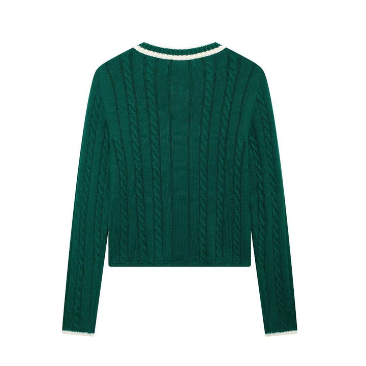 Dame V-hals Kabelstrikpullover Stilla