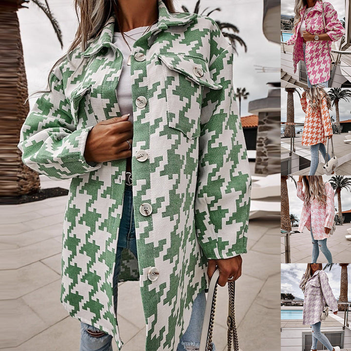 Dame Mønstret Oversized Button-Up Jakke Stilla