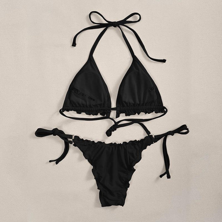 Damer trekantet bikini med charmerende ruffledetaljer Skovae