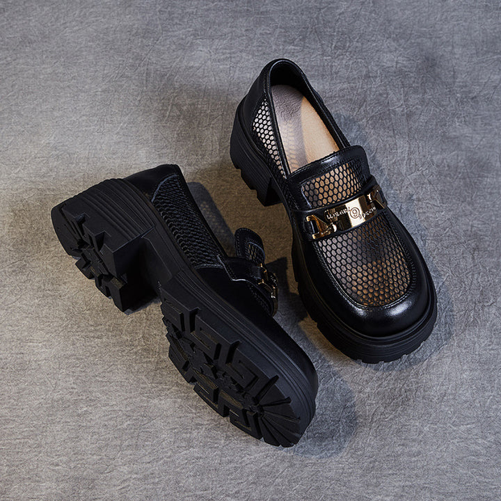 Dame Chic Netdetalje Slippers med Chunky-Sål Stilla
