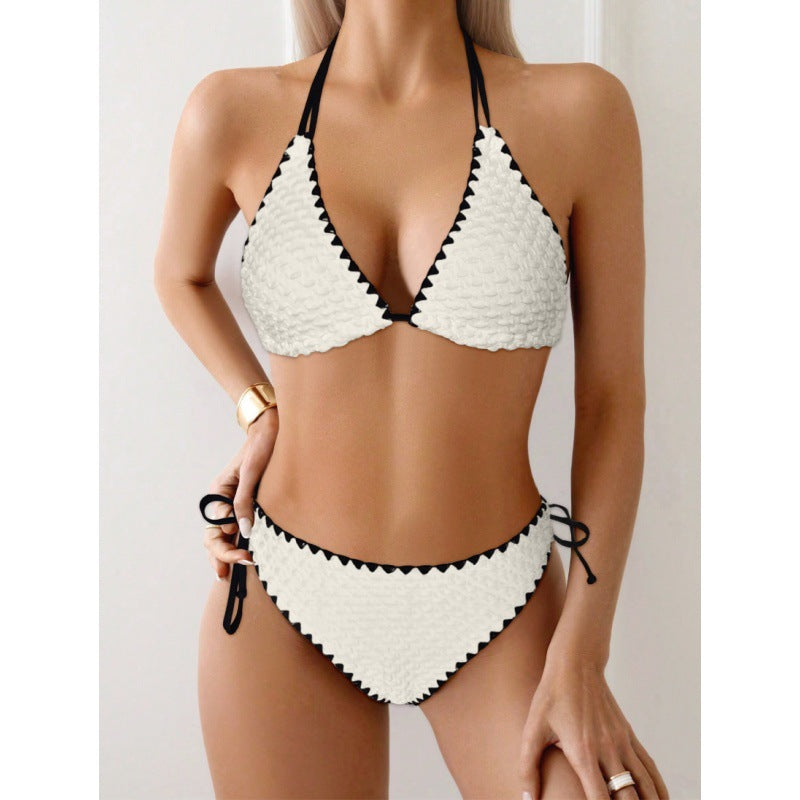 Dame Triangle-Bikini med bølget design Stilla