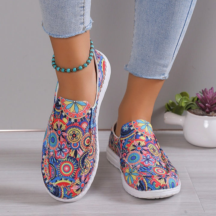 Dame Slip-On Sneakers med farverigt dødningehovedmønster Stilla