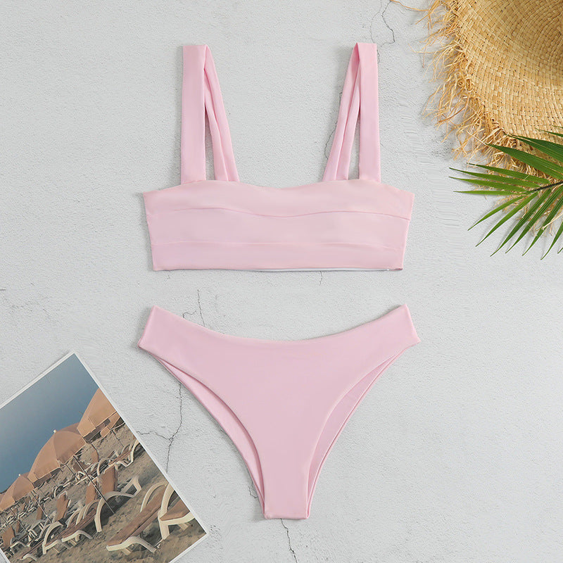 Dame Sporty Bikini-sæt med brede stropper og rynket top Stilla